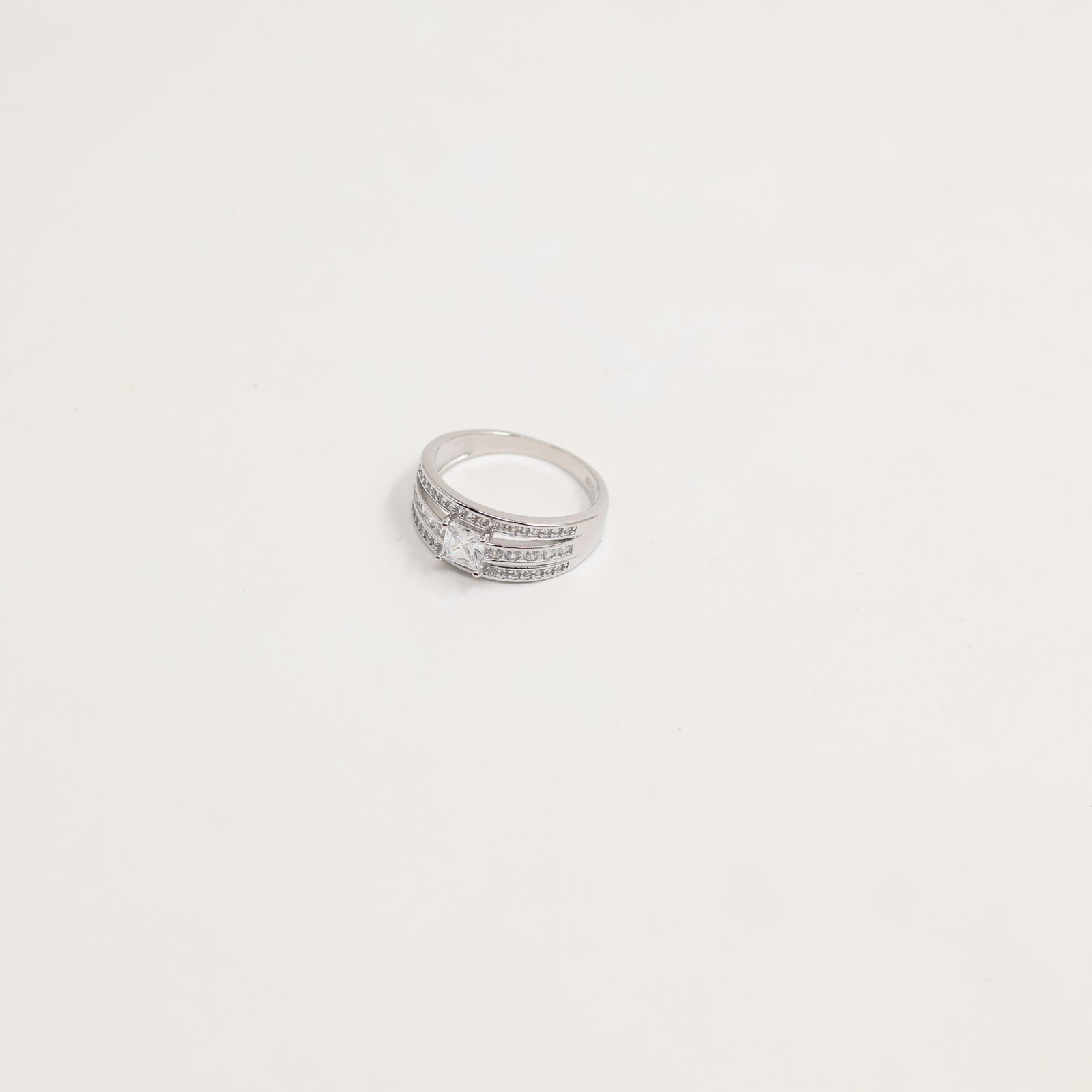 Silver Marquise Halo Crystal Ring
