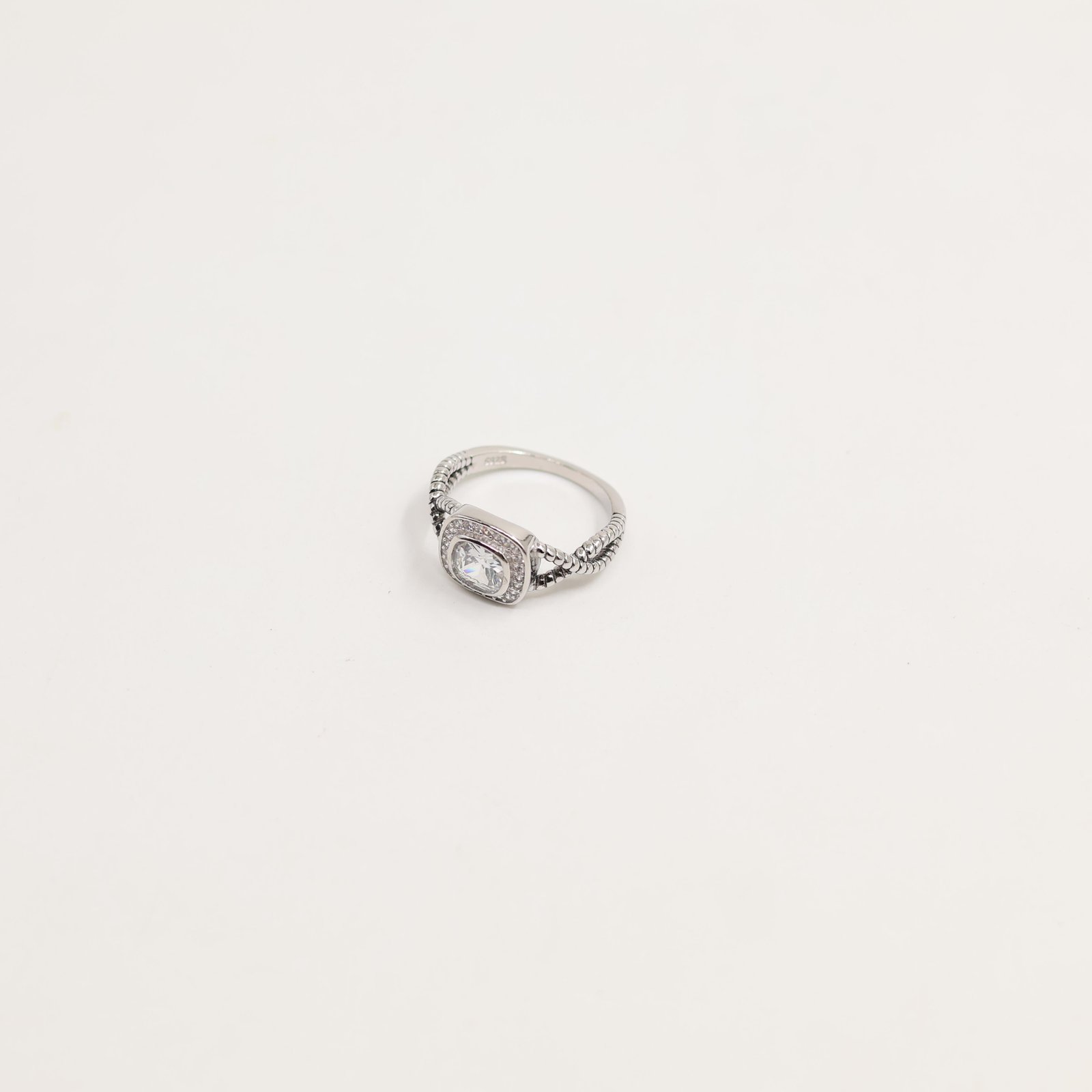 Silver Double Row Crystal Band Ring
