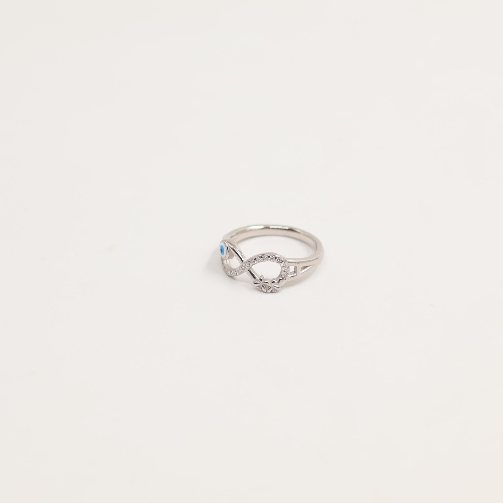 Silver Delicate Crystal Floral Ring