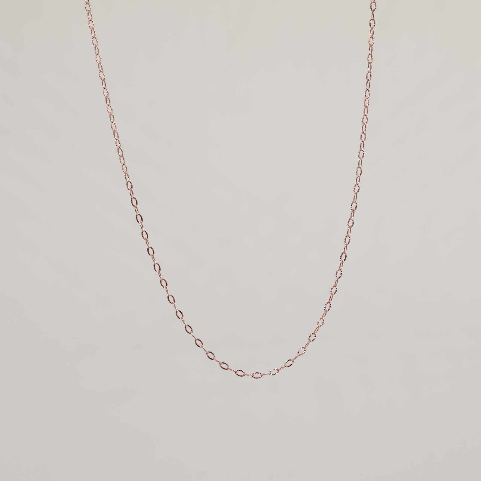 Rose Gold Faceted Oval Link Chain Necklace