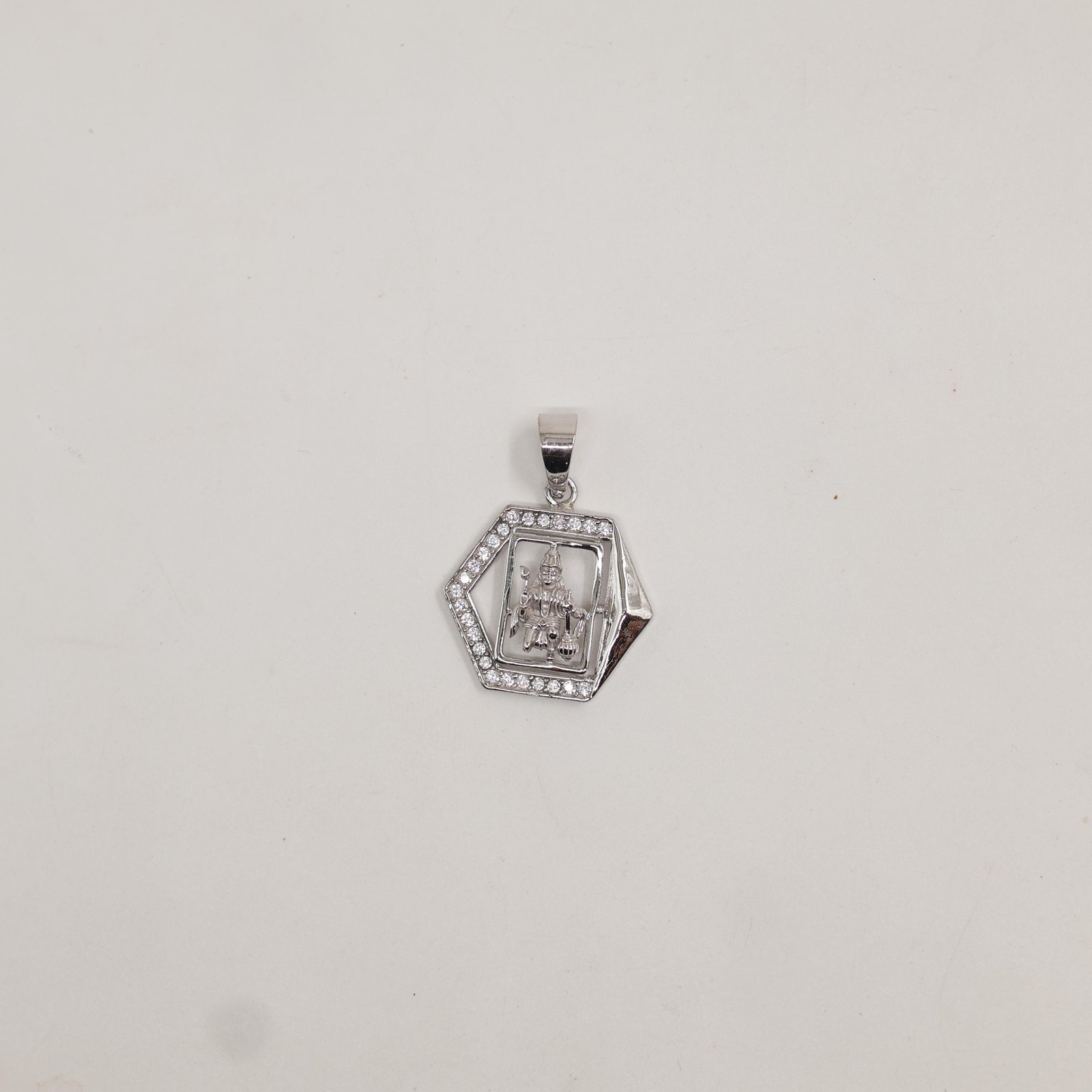 Silver Hexagon Hanuman Pendant Necklace