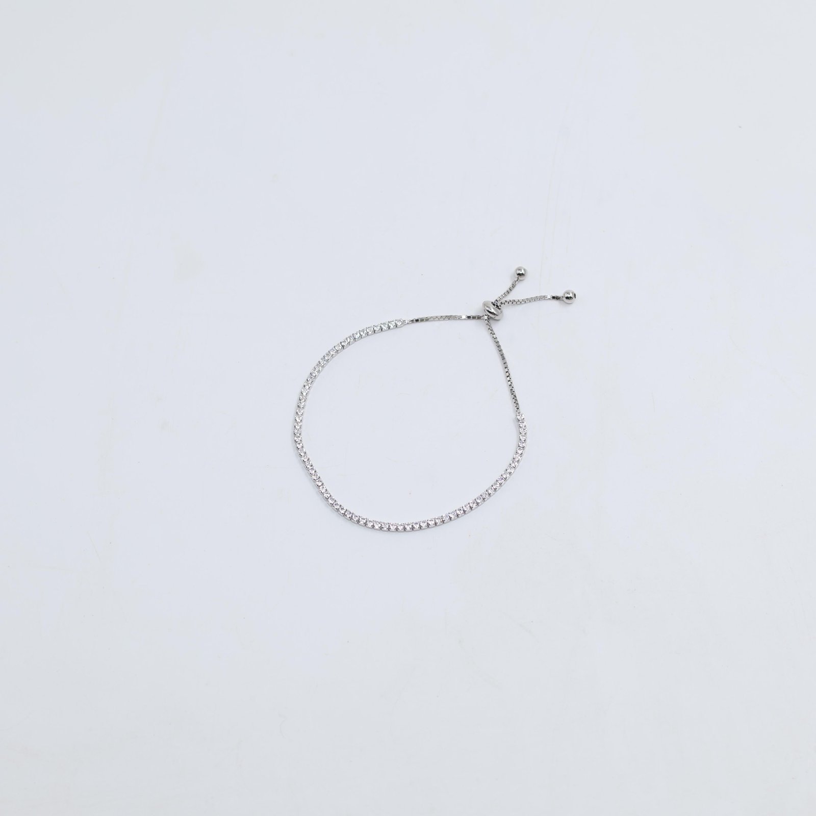 Silver Adjustable Tennis Bolo Bracelet