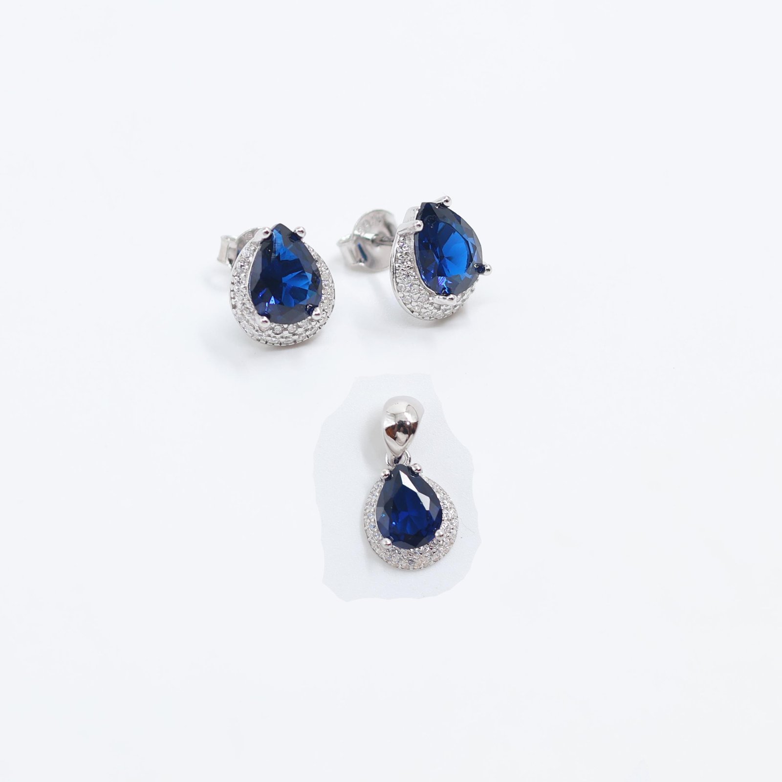 Royal Blue Teardrop Crystal Jewelry Set