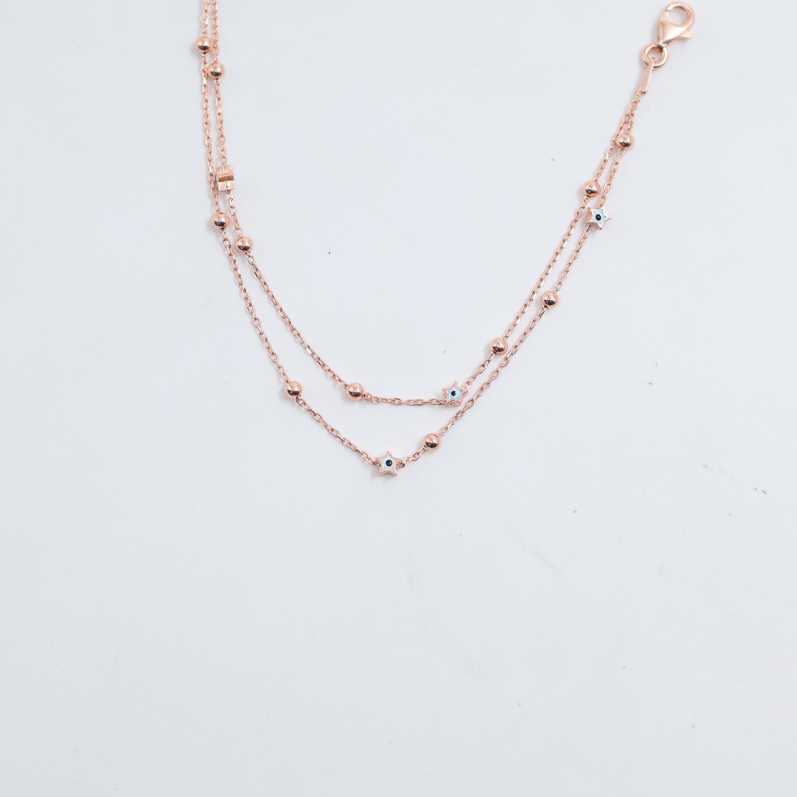 Rose Gold Star Charm Layered Bracelet