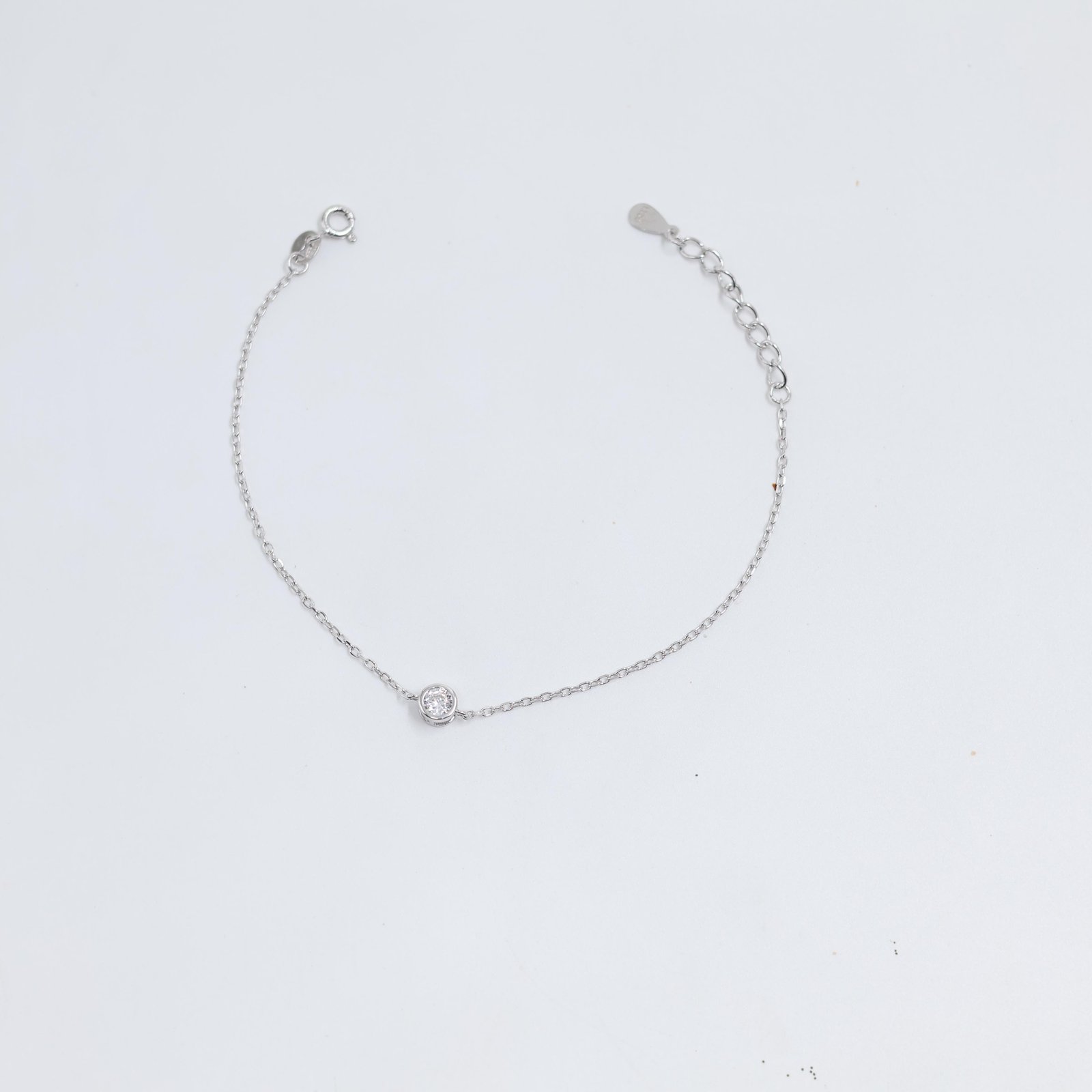 Minimal Solitaire Silver Bracelet for Women