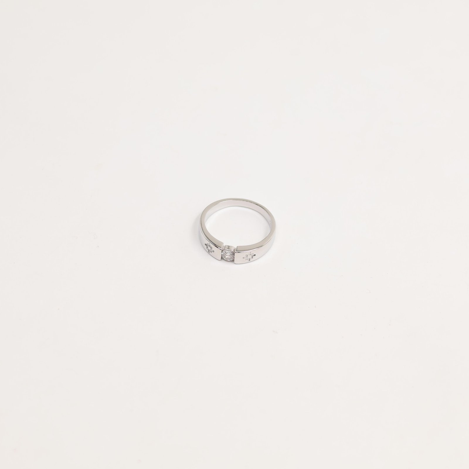 Silver Cross Star Solitaire Ring